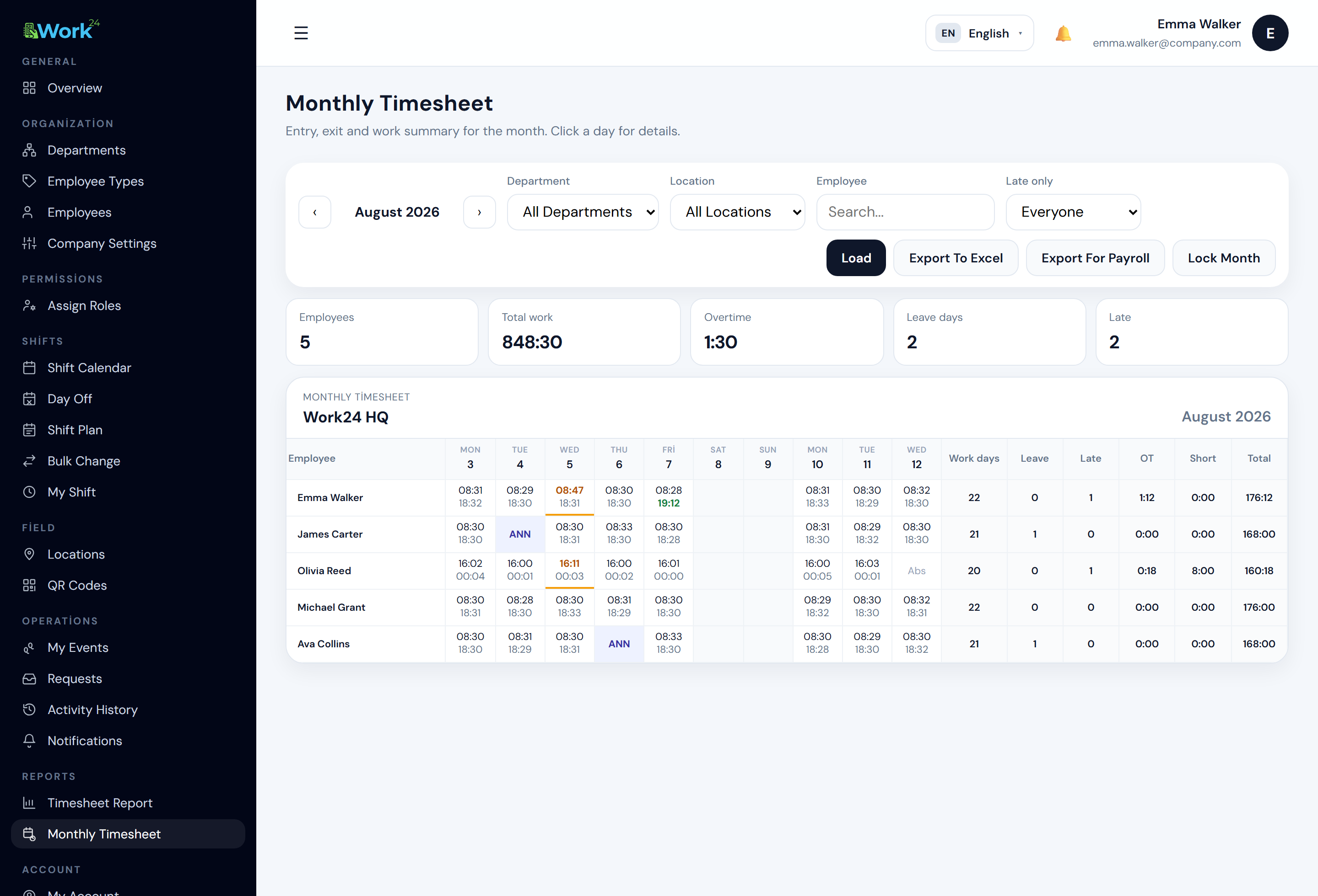 Monthly Timesheet